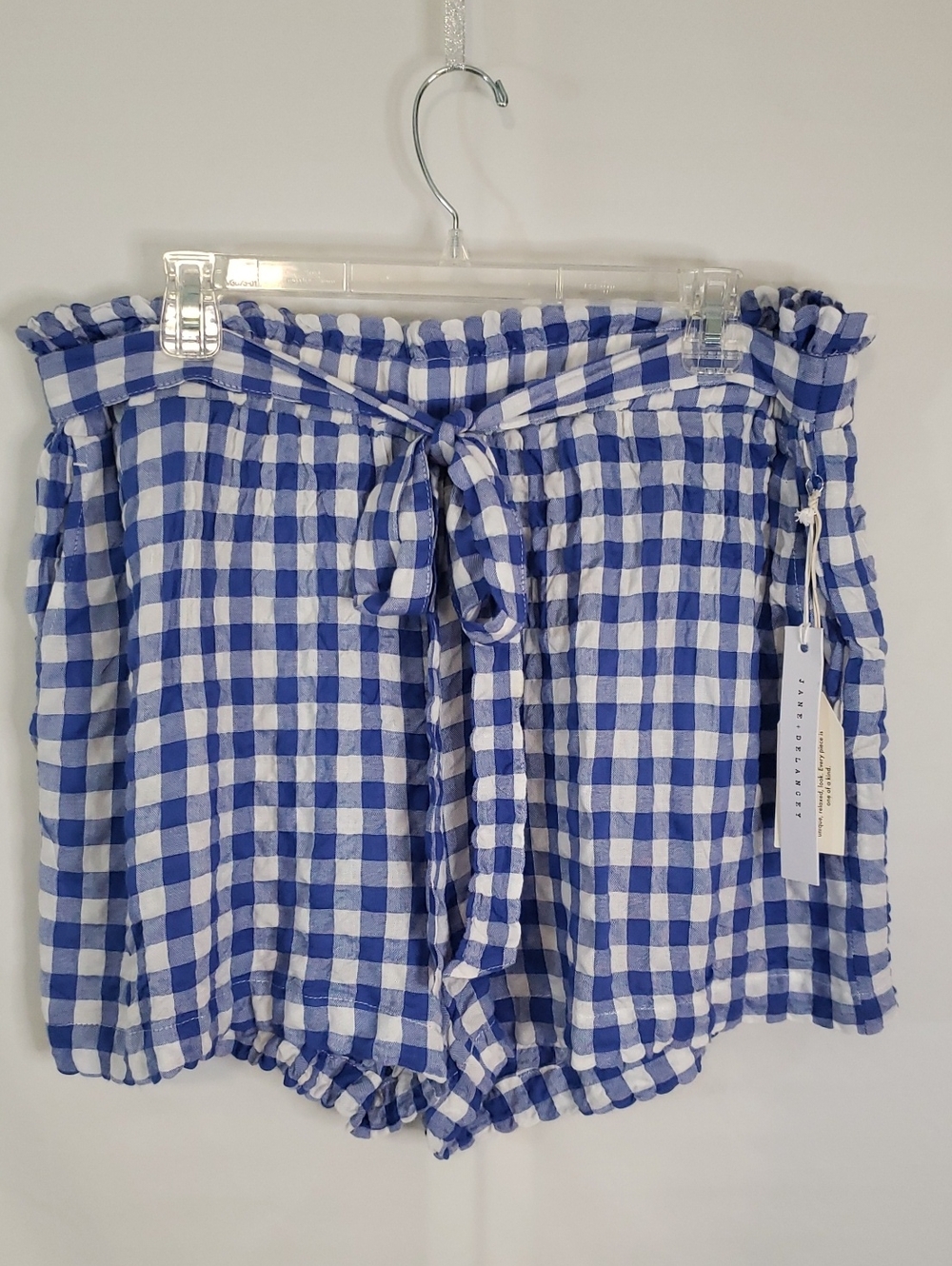 Jane + Delancey Blue And White Check Shorts, XL